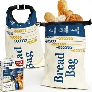 Reusable Bread Bags 2 Pack -  For Storage of Homemade Sourdough Loaf Bread -  -Grade Bags - Special Double-Lock for Longer Freshness - Freezer-Safe Bags for Bread Lovers