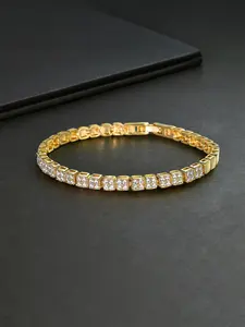 1PC ICED CHICS square hip-hop Zircon bracelet, made of copper-inlaid zircon material, a jewelry accessory suitable for daily wear, a versatile piece, for couples to wear, suitable for both men and women, Elegant Jewelry Bracelet