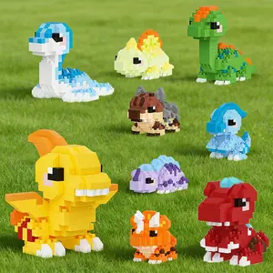 Cute Dinosaur Animal Building Block Set, Mini Dinosaur Party Gift Toy, Assembly Game Home Decor Creative Birthday Present for Kids over 8 Years Blocks Set Bricks
