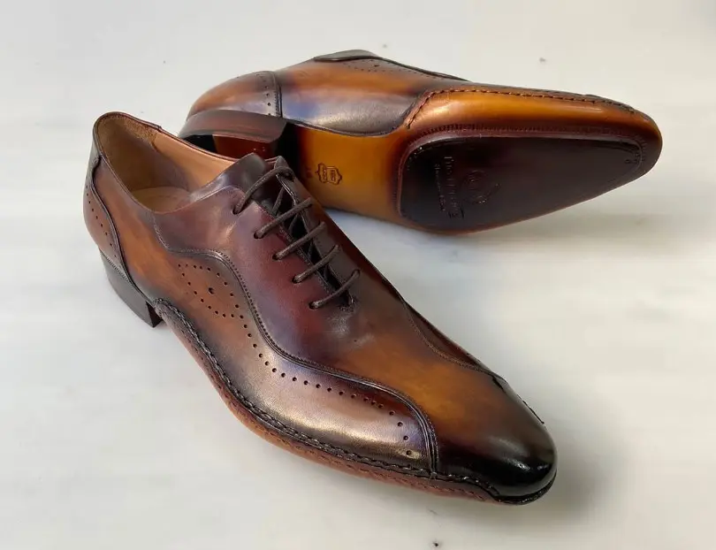 Buy Tucci Di Lusso Mens Brown handmade Italian leather luxury lace-ups Oxford dress shoes