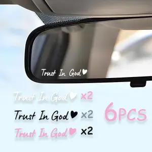 6pcs Trust in God Car Rearview Mirror Sticker, Car Rearview Mirror Decal, Inspirational Vinyl Sticker, Ideal Christian Gift