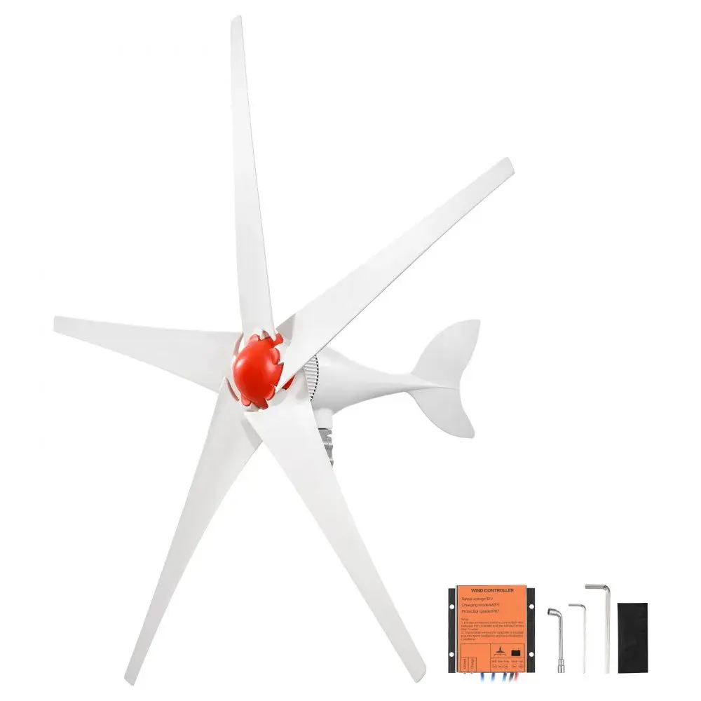 VEVOR 800W 12V Wind Turbine Generator, 3/5-Blade Wind Turbine Kit with Wind & Solar Hybrid Controller, Efficient 3-Phase AC Permanent Wind Power Generator for RV Boat Home Farm (Tower Pole Not Included)