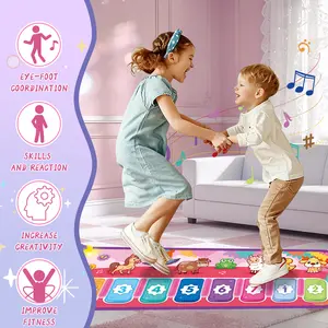 Children's music piano game mat, keyboard carpet - floor dance toy, musical touch game mat with 9 scales + 7 animal sounds, three switchable modes, interactive early education toy, music sensitivity development, holiday gift for boys and girls
