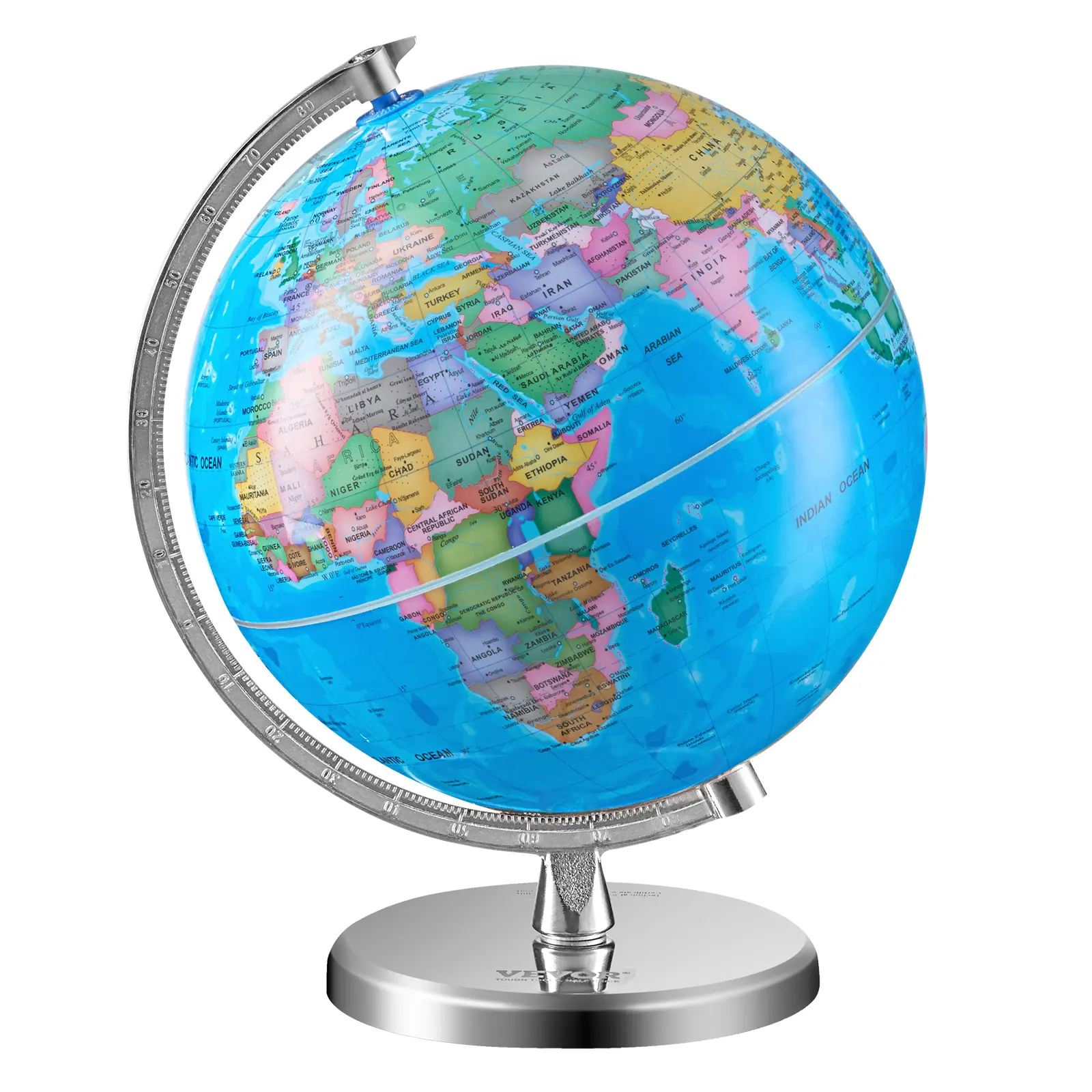 Spring new arrivals Rotating World Globe with Stand, 8 in/203.2 mm, Educational Geographic Globe with Precise Time Zone ABS Material, 360 °   Spinning Globe for Kids Children Learning Classroom Geography Education