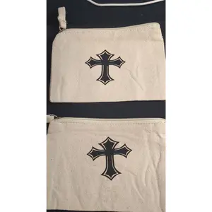 Canvas Cross Pouch: Rosary & Prayer Card Holder