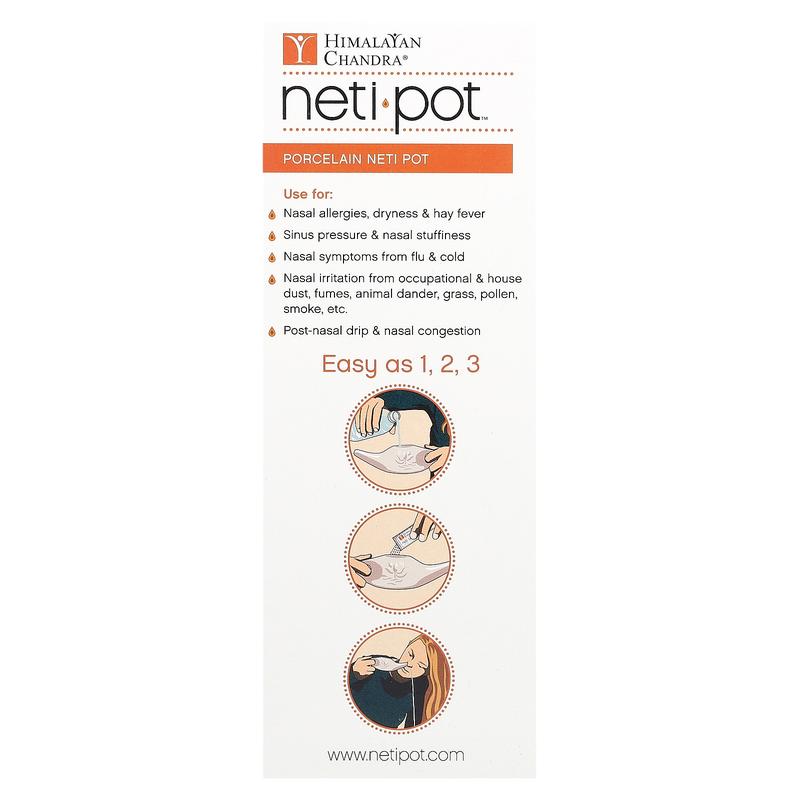 Himalayan Chandra Porcelain Neti Pot with Neti Salt Saches, 2.16 g