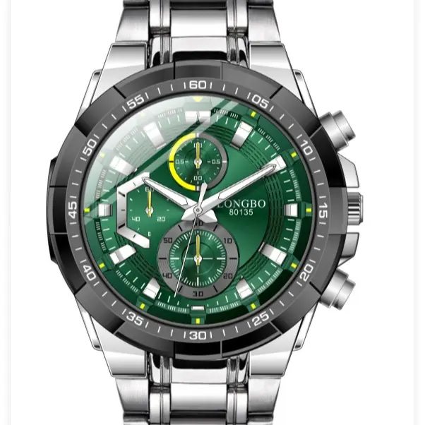 【JUN】Men's Steel Band Sports Watch, Bold Bezel and Classic Dial for Everyday Wear -80135G