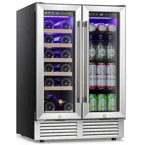 Antarctic Star 24 Inch Wine and Beverage Refrigerator,Dual Zone Built-in Wine Cellar,Freestanding Mini Fridge,Clear Glass Door,LED Light,for Beer Soda… wine  cooler
