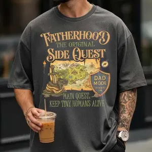 Comfort Colors DnD Fathers Day Shirt, Dungeons And Dragons Fan Shirt, Fatherhood Side Quest Tee, Funny RPG Dad Gift