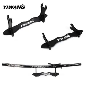 Sword Display Stand For Tabletop - Black Plastic Knife Holder Rack, Desktop Showcase For Collectible Swords, Katana & Knives Showcase Your Collection