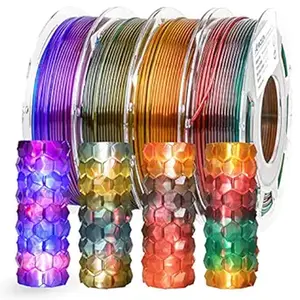 Amolen Transparent PLA Multicolor Bundle Blue Purple,Yellow Green Purple,Blue Brown,Orange Grey,200g x 4 Spools