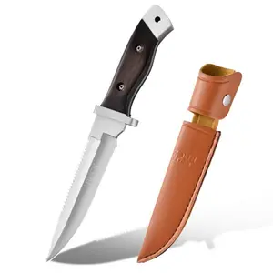 Stainless steel explorer fixed blade knife, hand-forged outdoor knife, high-hardness folding knife with serrated edge, a perfect gift.