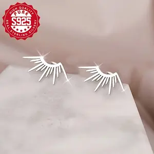 A Pair of S925 Silver Earrings Designed with Sun Rays, Featuring Angel Wings. They Are Stylish And Versatile for Everyday Wear, Making Them a Great Gift Choice And Are Hypoallergenic