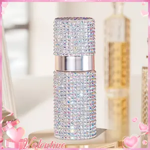 1PC colorful water drill spray bottle, luxurious glitter style plastic cylindrical/rectangular portable container | leak proof refillable cosmetic spray, suitable for travel