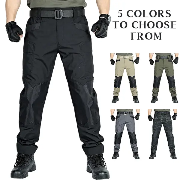 Men’s five-color patchwork tactical jogger cargo pants — abrasion-resistant, multi-pocket functional pants for outdoor climbing/hiking, commuting, and combat