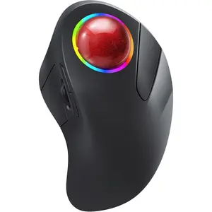 M505B  Trackball , Rechargeable  RGB Rollerball , Easy Index Finger Control with 5 Adjustable DPI, 3 Device Connection for PC, Laptop, iPad, , Windows, Android