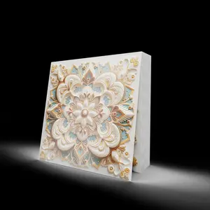 24pcs White Gold Mint Blue Mandala Peel and Stick Tile Stickers - Waterproof Removable Embossed Ornate Boho Self-Adhesive Wall Tiles for Kitchen Backsplash Bathroom Home Decor