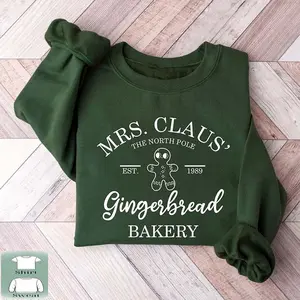 Vintage Mrs.Claus Gingerbread Bakery Sweatshirt, Vintage Christmas, Graphic Tee, North Pole Christmas Sweater, Holiday Bakery Design, Cozy Christmas Gift for Bakers