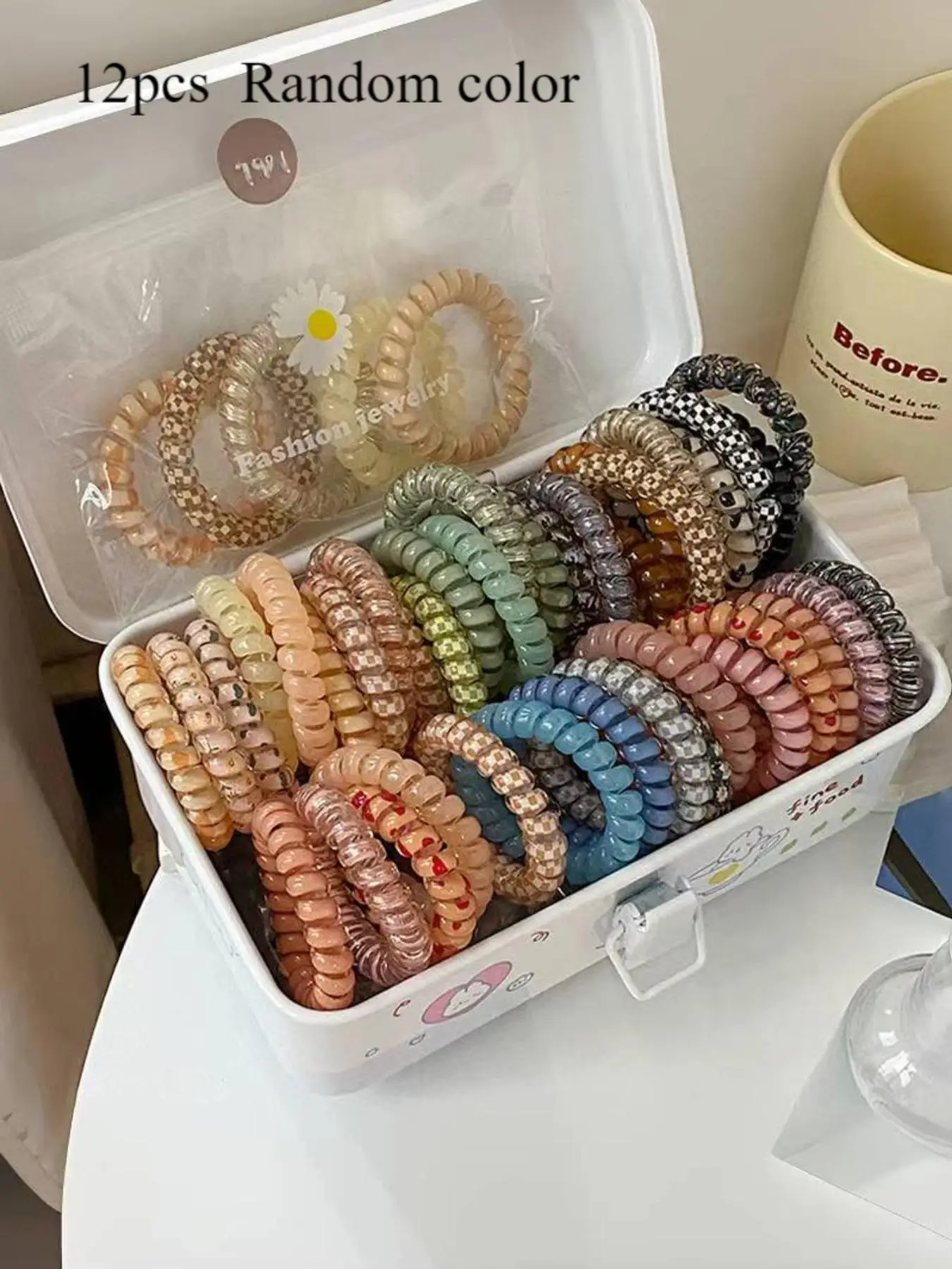 Random Color Telephone Wire Hair Tie, 2024 New Style Cute Colorful Hair Ties, High Stretch Ponytail Holder, Casual Versatile Hair Accessories for Wome