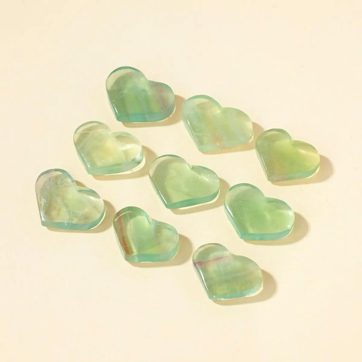 Natural Green Fluorite Crystal Heart Shaped Ornament, 1 Count Feng Shui Druzy Home Ornament, Reiki Healing Meditation Decor