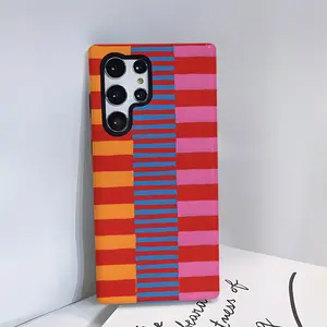 Vibrant Striped Plaid Design Dual-Purpose Phone Cover - Durable, Two-Layer Case for Enhanced Safety - Compatible with Samsung Galaxy S25 Ultra/S24/S24 Plus/S24 Ultra/S24 FE/S23/S23+/S23 Ultra/S22/S22+/S22 Ultra/S21/S21+/ Compatible with Samsung Galaxy S25