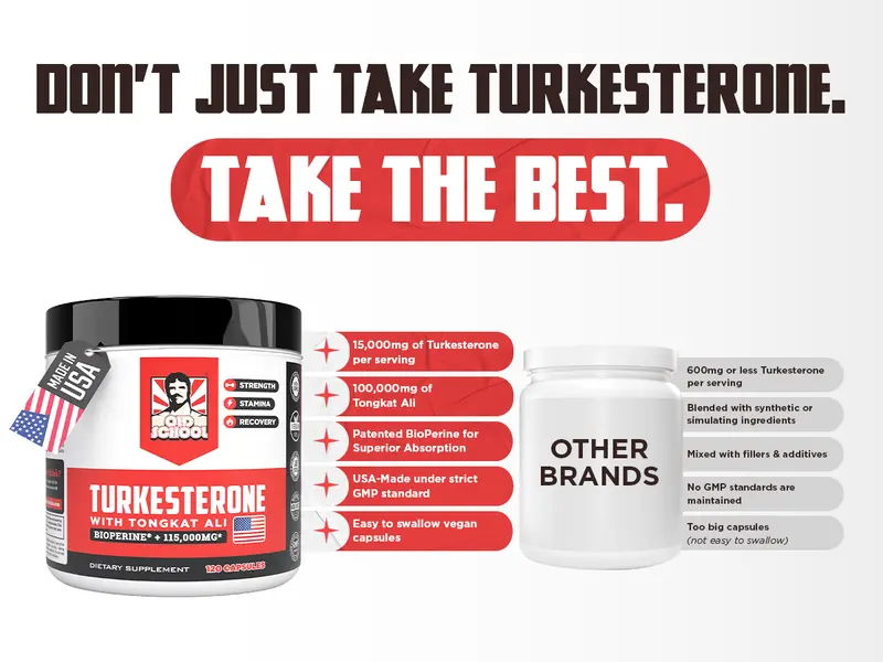 Old School Labs Turkesterone for Men with Tongkat Ali & BioPerine - Supports Men’s Fitness, Performance & Vitality Support, 120 Capsules Old School Labs Turkesterone for Men with Tongkat Ali & BioPerine - Supports Men’s Fitness, Performance & Vitality Support, 120 Capsules
