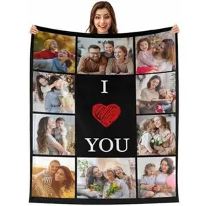 Personalized Photo Blanket for Family – Custom Bed Blanket with 10 Photos, Soft Cozy Throw for Mom, Dad, Best Friends, Couples, Girlfriend & Boyfriend, Personalized Gifts for Birthdays, Anniversaries, Christmas & Special Occasions Blanket