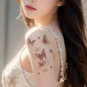 50-Pack Glitter Butterfly Temporary Tattoos: High-Quality, Realistic-Looking Colorful Face, Arm, and Collarbone Tattoos