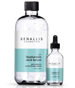 Hyaluronic Acid Serum 8 fl oz And 2 fl oz, Made From Pure Hyaluronic Acid, Anti Aging/Wrinkle, Ultra-Hydrating Moisturizer That Reduces Dry Skin Manufactured In USA