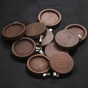 Brown Wooden Round Blank Pendant Wood Pendant Tray Accessories