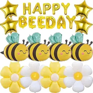 23pc Happy Bee Day Decorations, Happy Bee Day Balloon Daisy Balloons, Bee Balloon Decoration for Baby Shower 1st Birthday Bee Party First Bee Day Decorations Supplies