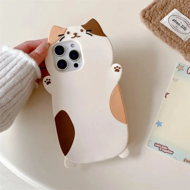 Cute Cartoon Cat Phone Case For iPhone 17 16 15 14 13 Pro Max – Soft Silicone Shock-Absorbing Shockproof Protective Case