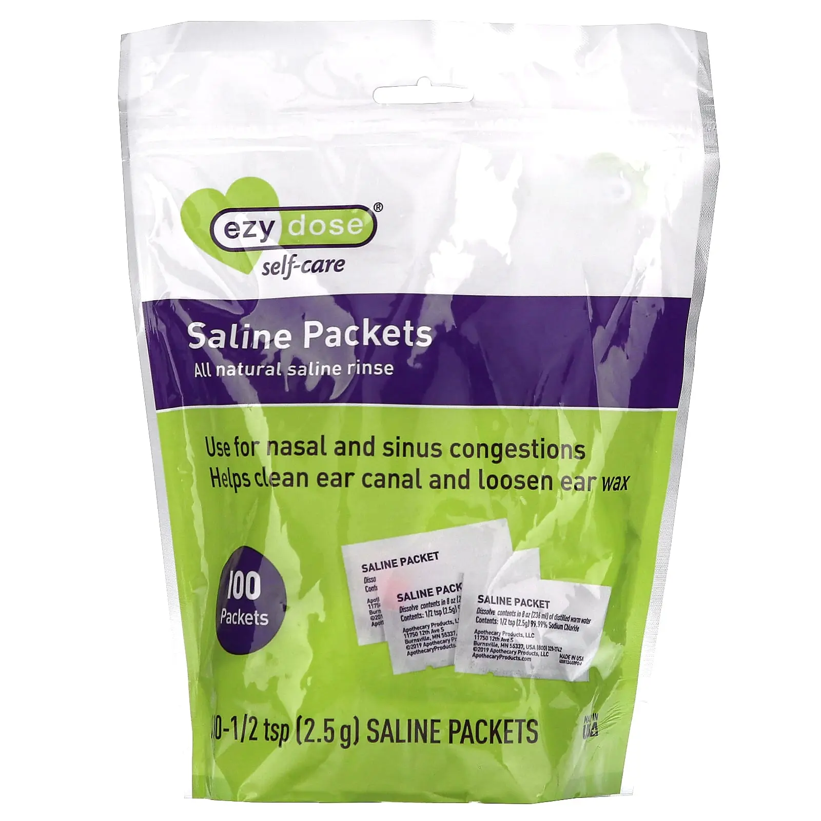 Ezy Dose Self-Care, Saline Packets, 100 Packets | HSA/FSA Eligible