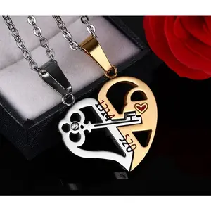 Pendant Love Necklace Set Lover Valentine Gifts Stainless Steel Chain Necklace