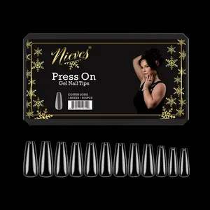 Nieves Press On Soft Gel Nail Tips - (Coffin) (Stiletto) (Square) (Almond) (Oval) 10-12 Sizes, Salon-Quality Results for Every Look