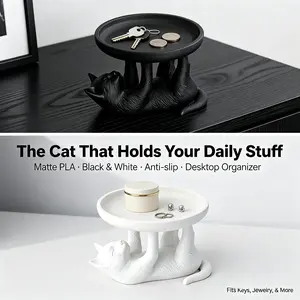 Cat-Shaped Jewelry Dish, Pet-Inspired Storage Tray for Rings & Earrings, Desk Organiser, Desktop Storage Organizer for Bedroom/vanity/hallway, Jewelry Storage Unit, Ideal for Jewellery Enthusiasts