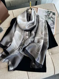 Women's Floral Print Silk Scarf, Elegant Soft Scarf for Women & Girls, Boho Style Scarf, Fashion Accessories for Daily Wear, Trendy All-match & Exquisite Scarf for Birthday Gift