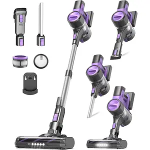 S10 Cordless Vacuum Cleaner, 55Kpa 60mins Lightweight Stick Vacuum with  Suction for , Rechargeable, Self-Standing, Handheld Vacuum Cleaners for Hardwood Floors, Carpets, Violet