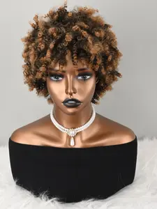 Women's Wavy Hair Band-Style Wig with Fringe, Synthetic African Wavy Hair Wig, Afro Curly Wig, Stylish and Versatile Hair Accessory
