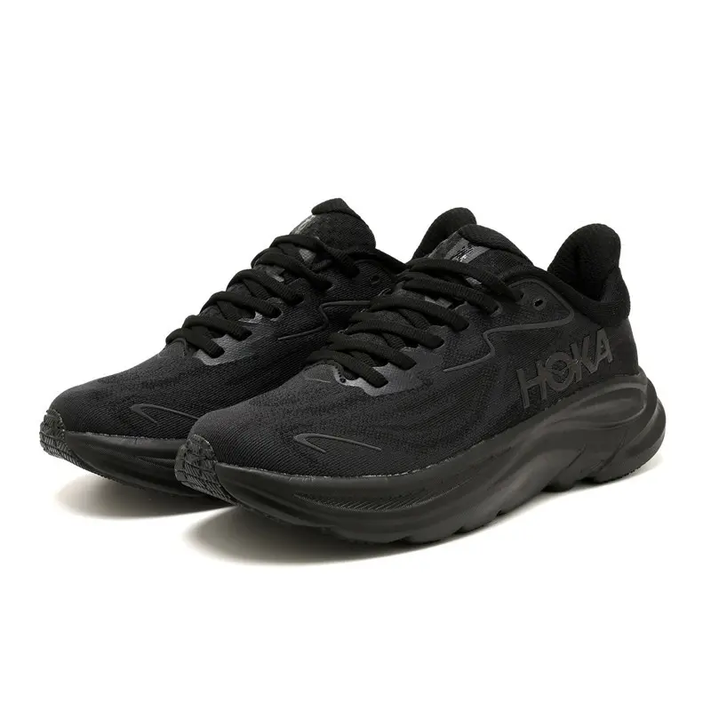 Breathable Stretch Mesh Lace Up Athletic Sneakers Deep Grip Thick Arch Cushion Support All Black For Morning Runs Weekend Workout Sessions