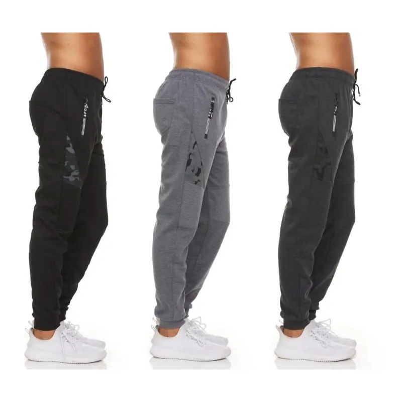 (3-Pack) Men's Moisture-Wicking Jogger Pants with Zipper Pockets