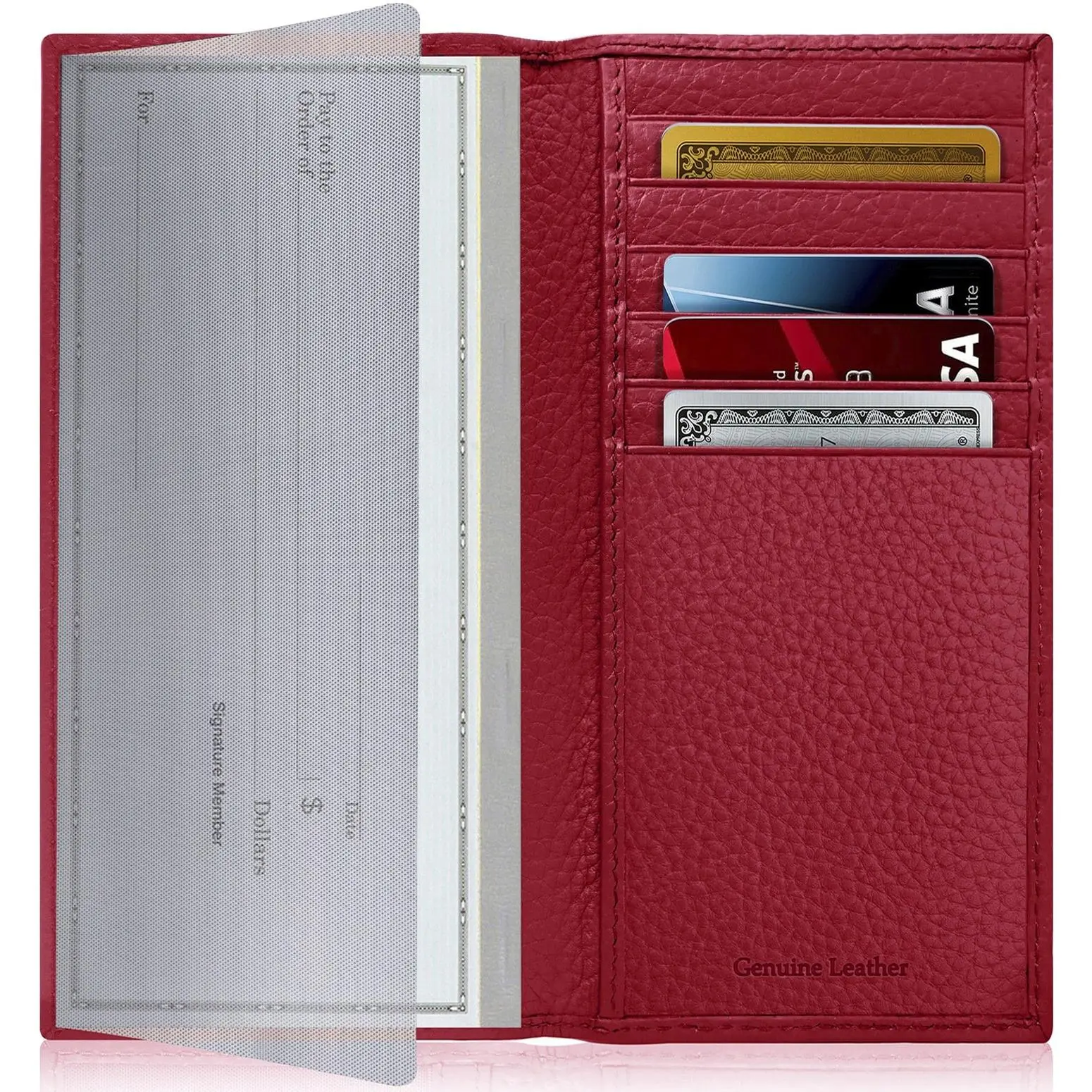 Genuine Leather Checkbook Cover For Women & Men - Checkbook Holder For Duplicate Checks Card Wallet RFID