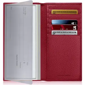 Genuine Leather Checkbook Cover For Women & Men - Checkbook Holder For Duplicate Checks Card Wallet RFID