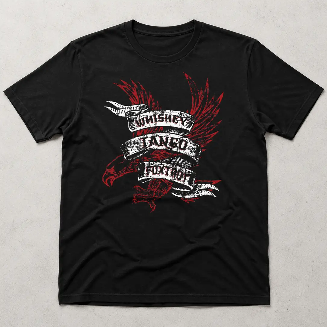 Men's Whiskey Tango Foxtrot Grunge Graphic T-Shirt - Menswear Round Neck Short-Sleeve Top, Vintage Military Humor Patriotic Tactical Aesthetic Casual Streetwear, Veteran Support Gift