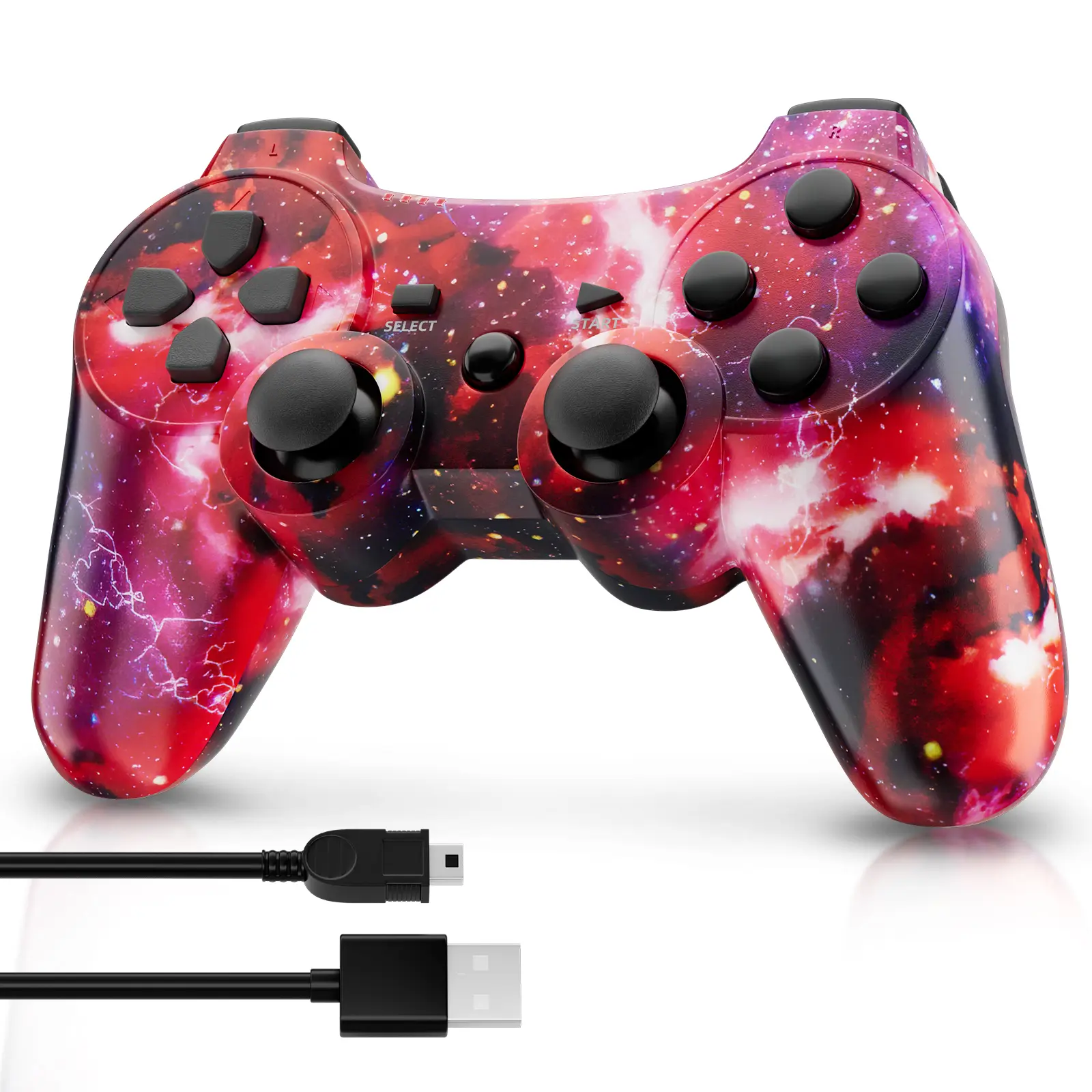 Upgraded Universal Game Controller, Wired Game Joystick & Remote Controller for PS2, PS3, Windows, Laptop, Console Accessories with 6-Axis Gyroscope, Double Vibration, Motion Sensing