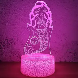 Cute mermaid Night Light - 16 Color Change Decor Lamp with Remote, mermaid  Fan Gifts for Christmas Birthday Boys Girls 3