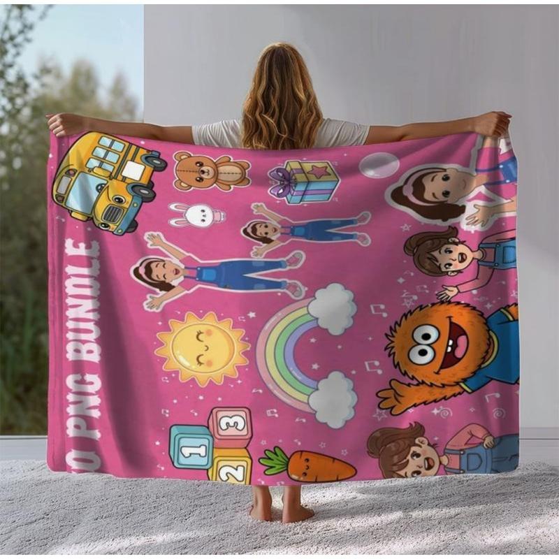 Flannel Throw Blanket - Miss Rachel, Educational Fun, Bright Colors & Preschool Learning – Soft & Warm Plush Throw for Sofa, Bed, Office, Camping – Cozy Blanket for Kids, Fans & Adults – Ideal for Home Décor, Thin Blanket Dream Workshop