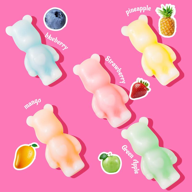 Brand New Upgrade!!! FruityWax Bear Candy 12oz Pack Five Flavors Wax Upgrade Bear Shape Retro Party Treats ASMR Sweet Bonbon Snack() Fruitsnacks Viral Candy Wax Candy Bombs