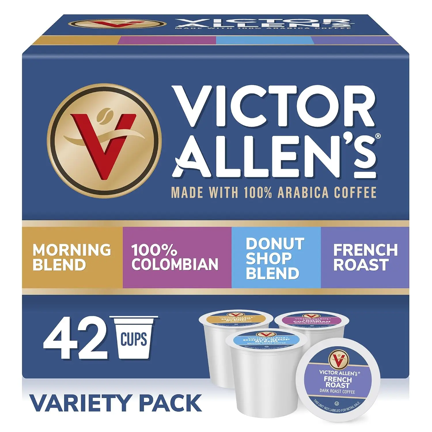 Victor Allen's Coffee Variety Pack Beverage, 42-Count Single Serve Coffee Pods for Keurig K-Cup Brewers, 100% Arabica Beans, Compatible with Keurig 2.0, Light to Dark Roast Range, 90-150 mg Caffeine per Serving, Kosher-OU