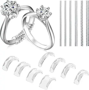 Ring Sizers for Loose Rings, 14 Pack Invisible Ring Size Adjuster Silicone, Ring Guards Spacer Tightener Resizer Fitter for Women Men, Make Ring Smaller Without Resizing Thick Band (Transparent-14PCS)